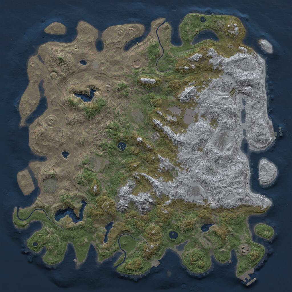 Rust Map: Procedural Map, Size: 5120, Seed: 525600868, 17 Monuments