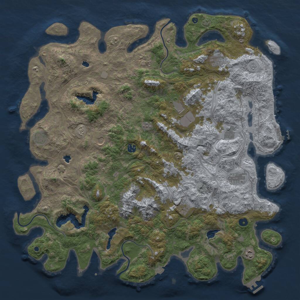 Rust Map: Procedural Map, Size: 5120, Seed: 525600868, 17 Monuments
