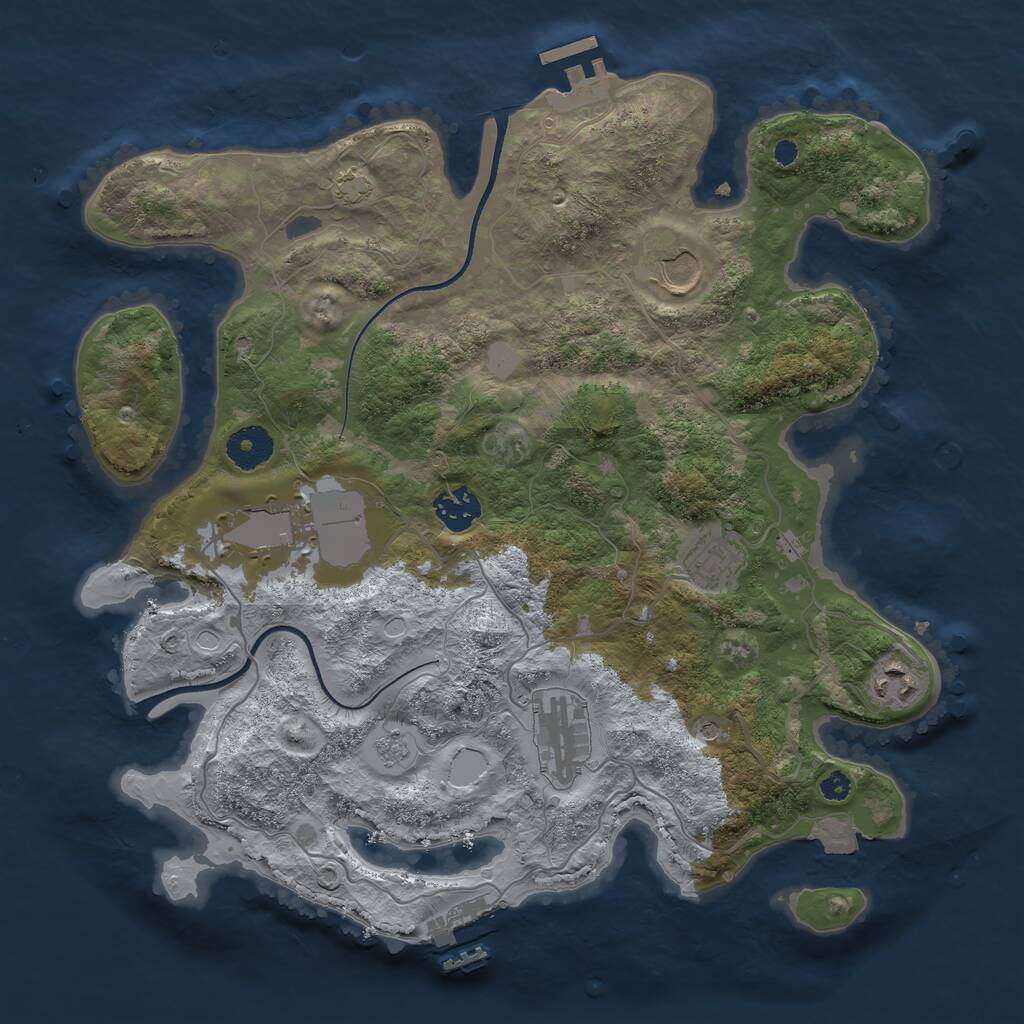 Rust Map: Procedural Map, Size: 3500, Seed: 108416721, 12 Monuments