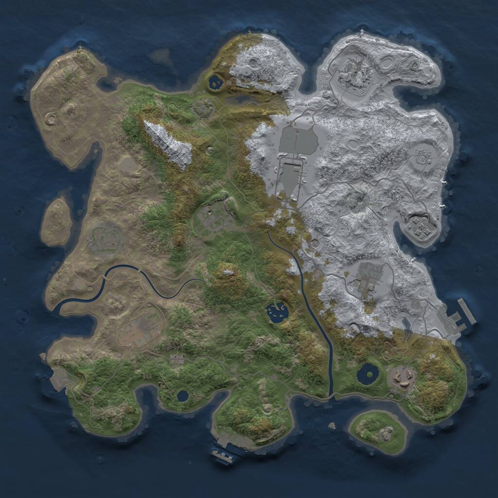 Rust Map: Procedural Map, Size: 3500, Seed: 1061385202, 15 Monuments