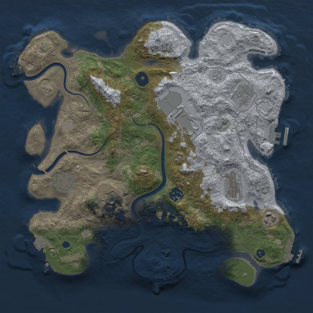 Rust Map: Procedural Map, Size: 3500, Seed: 1061385202, 14 Monuments