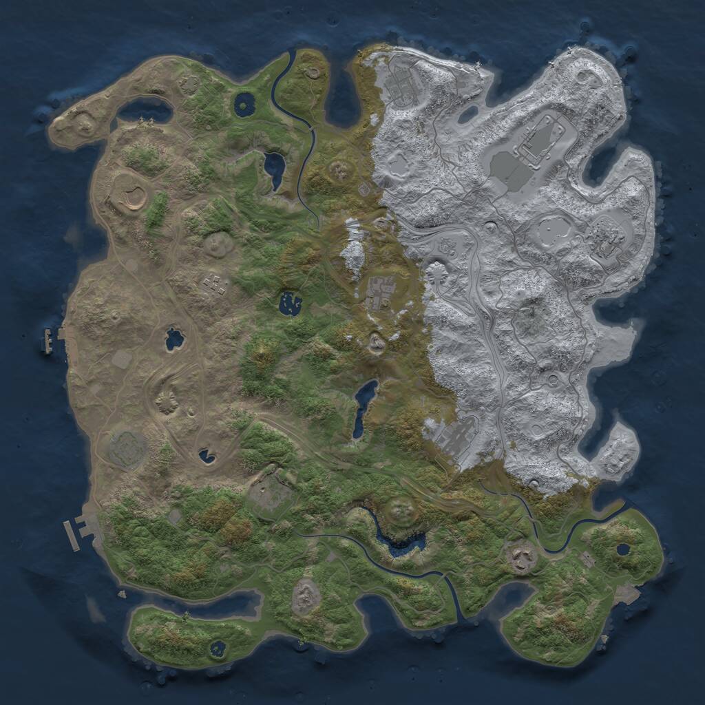 Rust Map: Procedural Map, Size: 4500, Seed: 1034648254, 17 Monuments