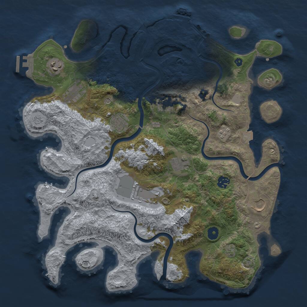 Rust Map: Procedural Map, Size: 3800, Seed: 529948022, 15 Monuments