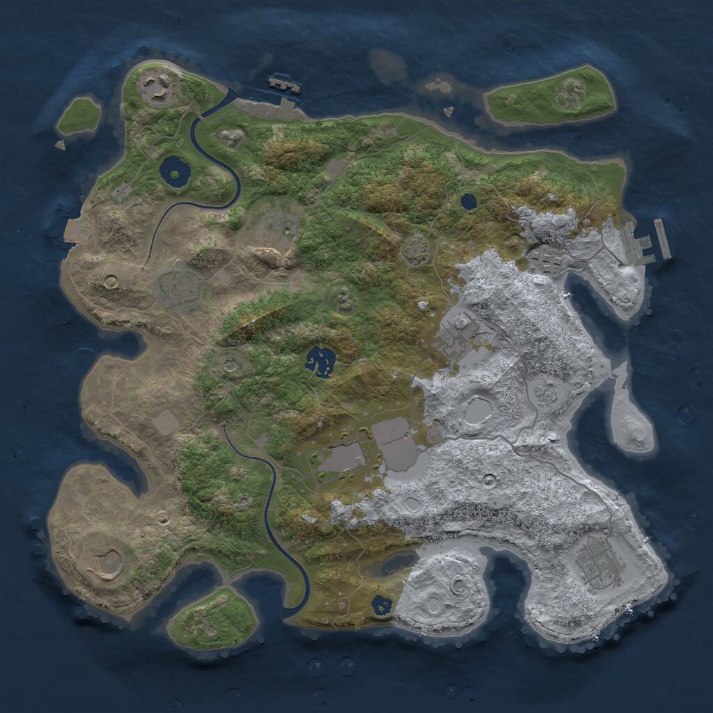 Rust Map: Procedural Map, Size: 3500, Seed: 666260421, 15 Monuments