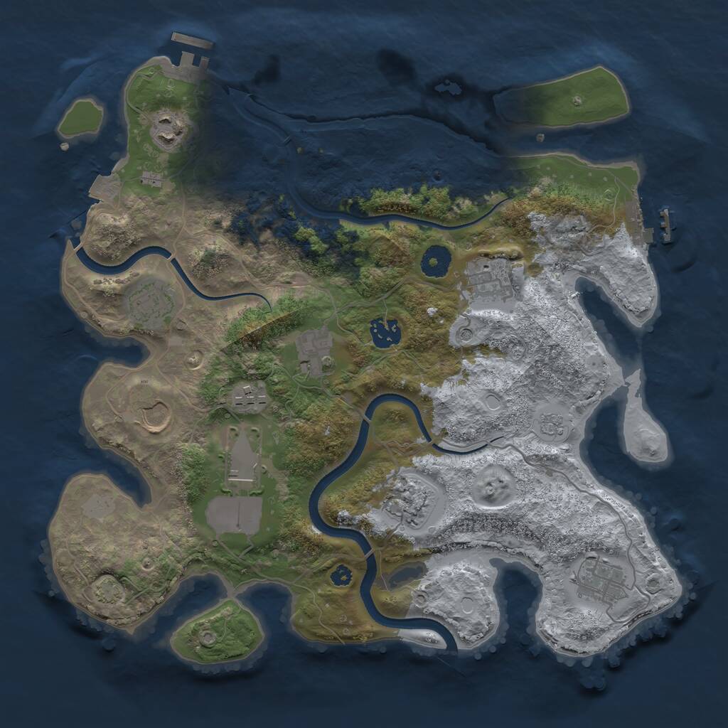 Rust Map: Procedural Map, Size: 3500, Seed: 666260421, 16 Monuments