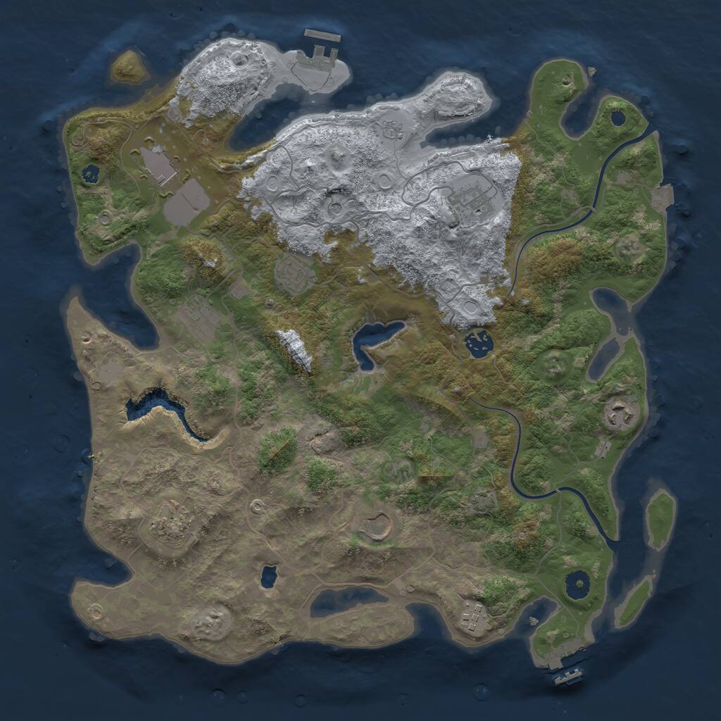 Rust Map: Procedural Map, Size: 4000, Seed: 1029805609, 15 Monuments