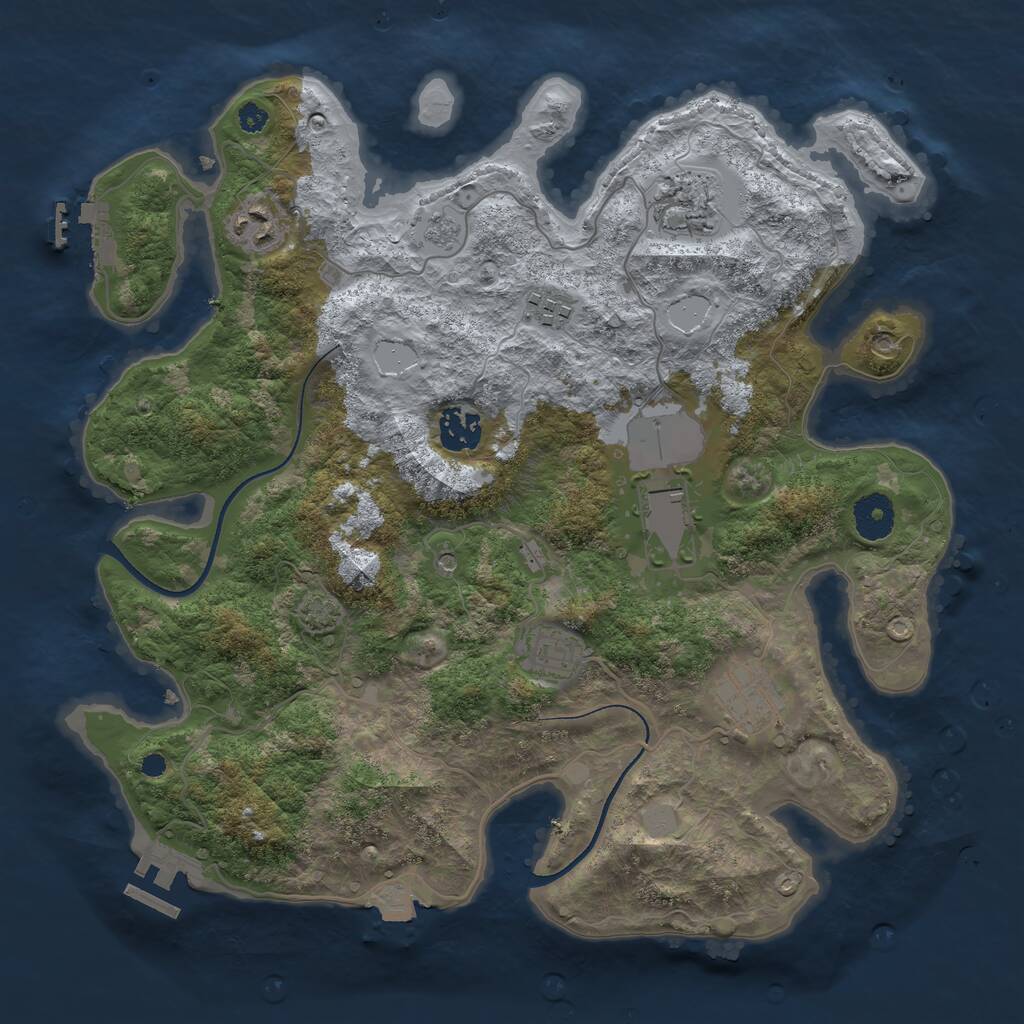 Rust Map: Procedural Map, Size: 3500, Seed: 901828835, 13 Monuments