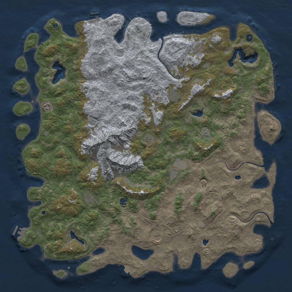 Rust Map: Procedural Map, Size: 6000, Seed: 2107759696, 17 Monuments