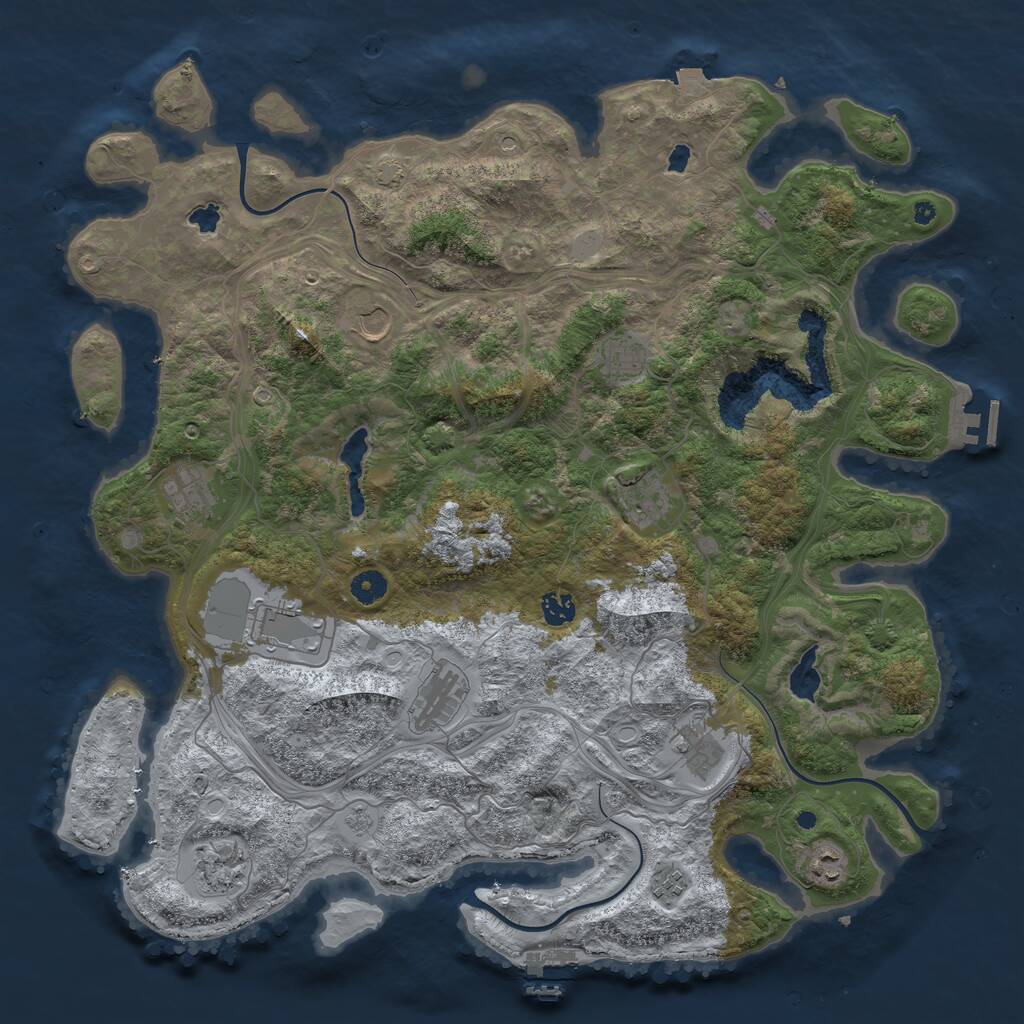 Rust Map: Procedural Map, Size: 4500, Seed: 1143553441, 17 Monuments