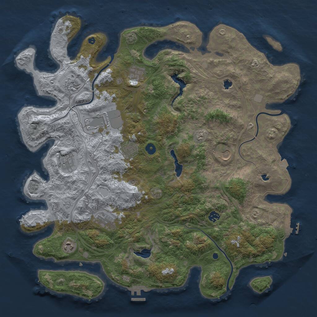 Rust Map: Procedural Map, Size: 4500, Seed: 11007, 16 Monuments