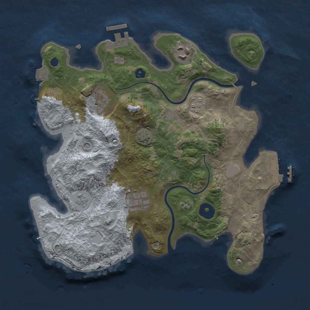 Rust Map: Procedural Map, Size: 3000, Seed: 690017, 10 Monuments