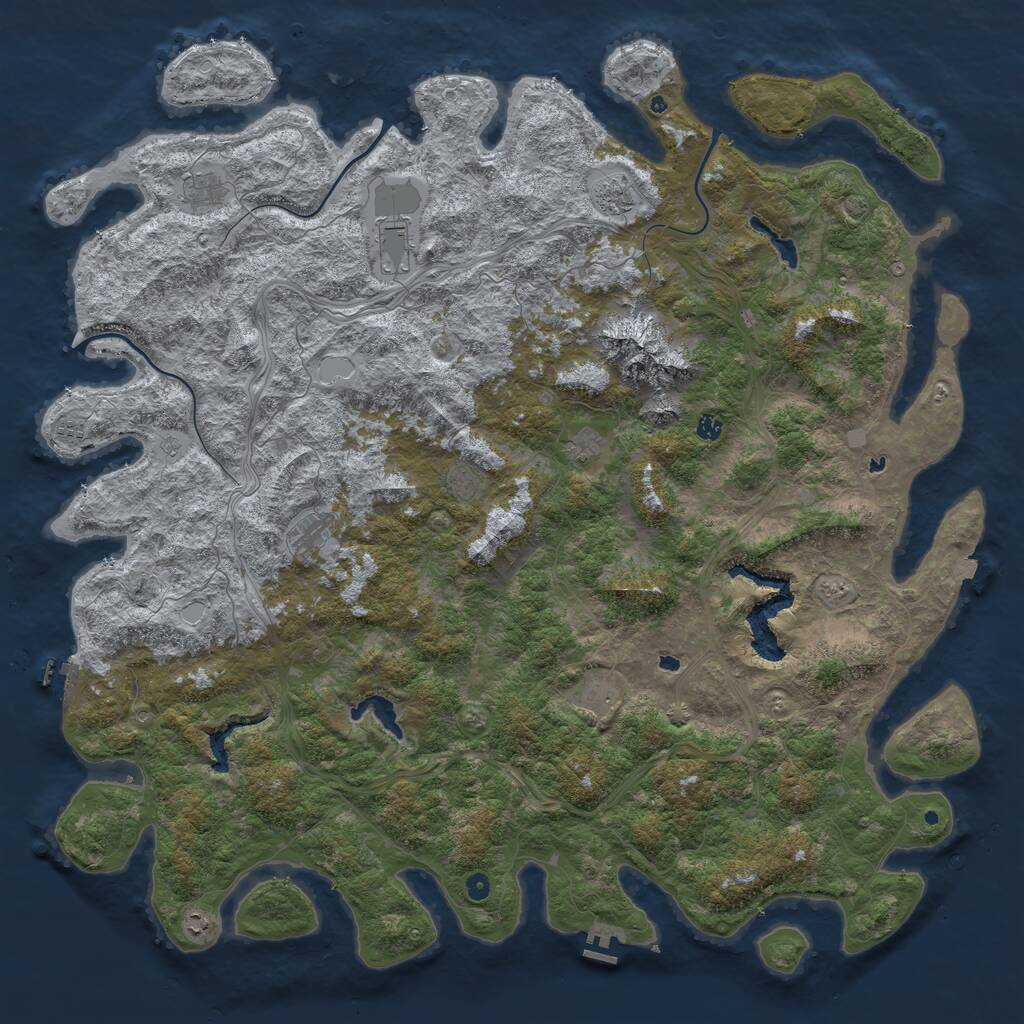 Rust Map: Procedural Map, Size: 6000, Seed: 1114189333, 16 Monuments