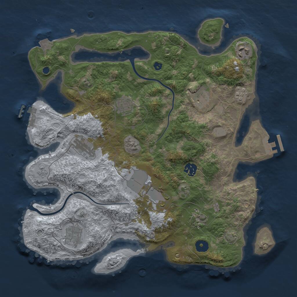 Rust Map: Procedural Map, Size: 3500, Seed: 1104156742, 14 Monuments