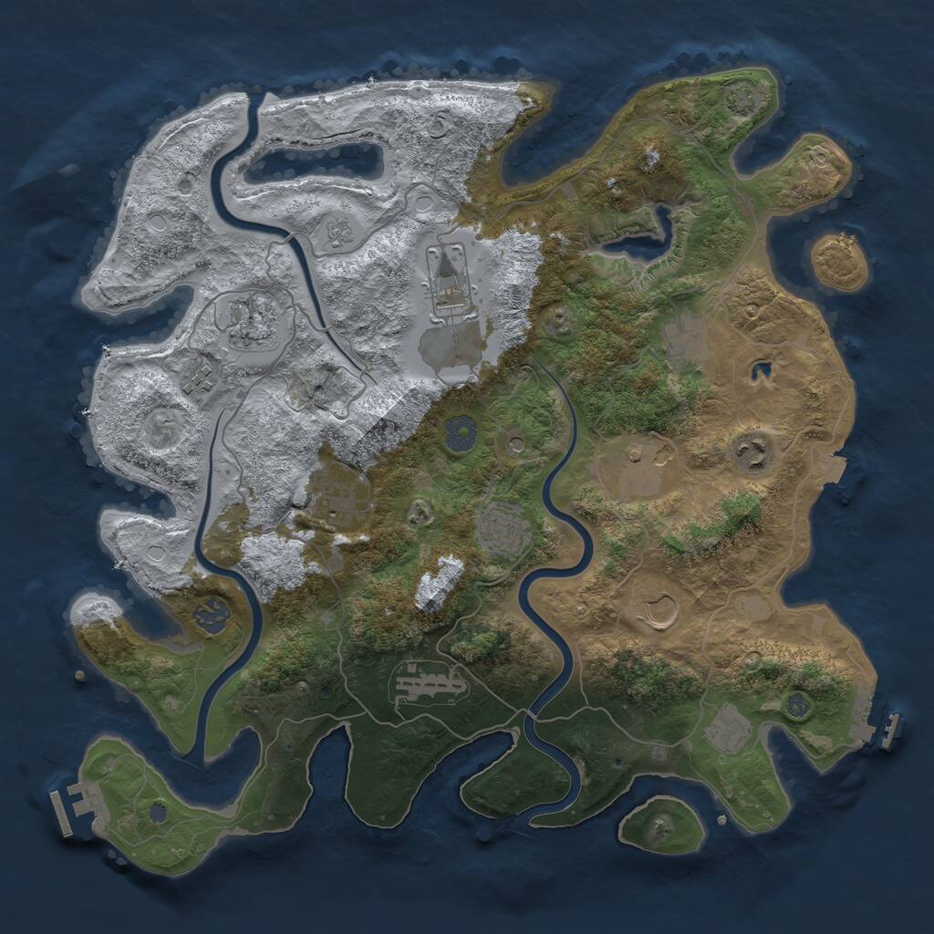 Rust Map: Procedural Map, Size: 4000, Seed: 1286601667, 17 Monuments