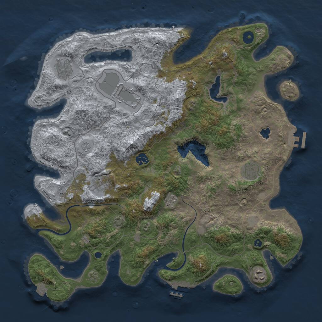 Rust Map: Procedural Map, Size: 4000, Seed: 1286601667, 13 Monuments