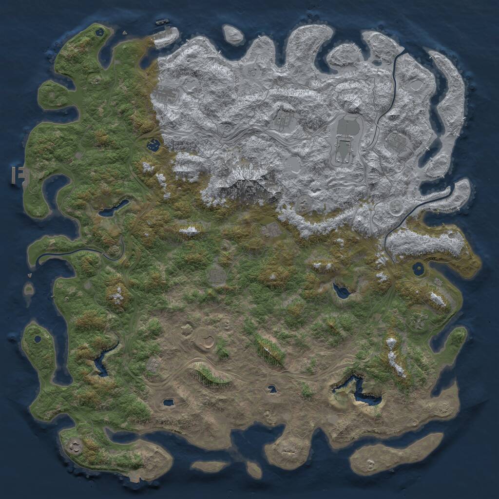 Rust Map: Procedural Map, Size: 6000, Seed: 316694014, 17 Monuments