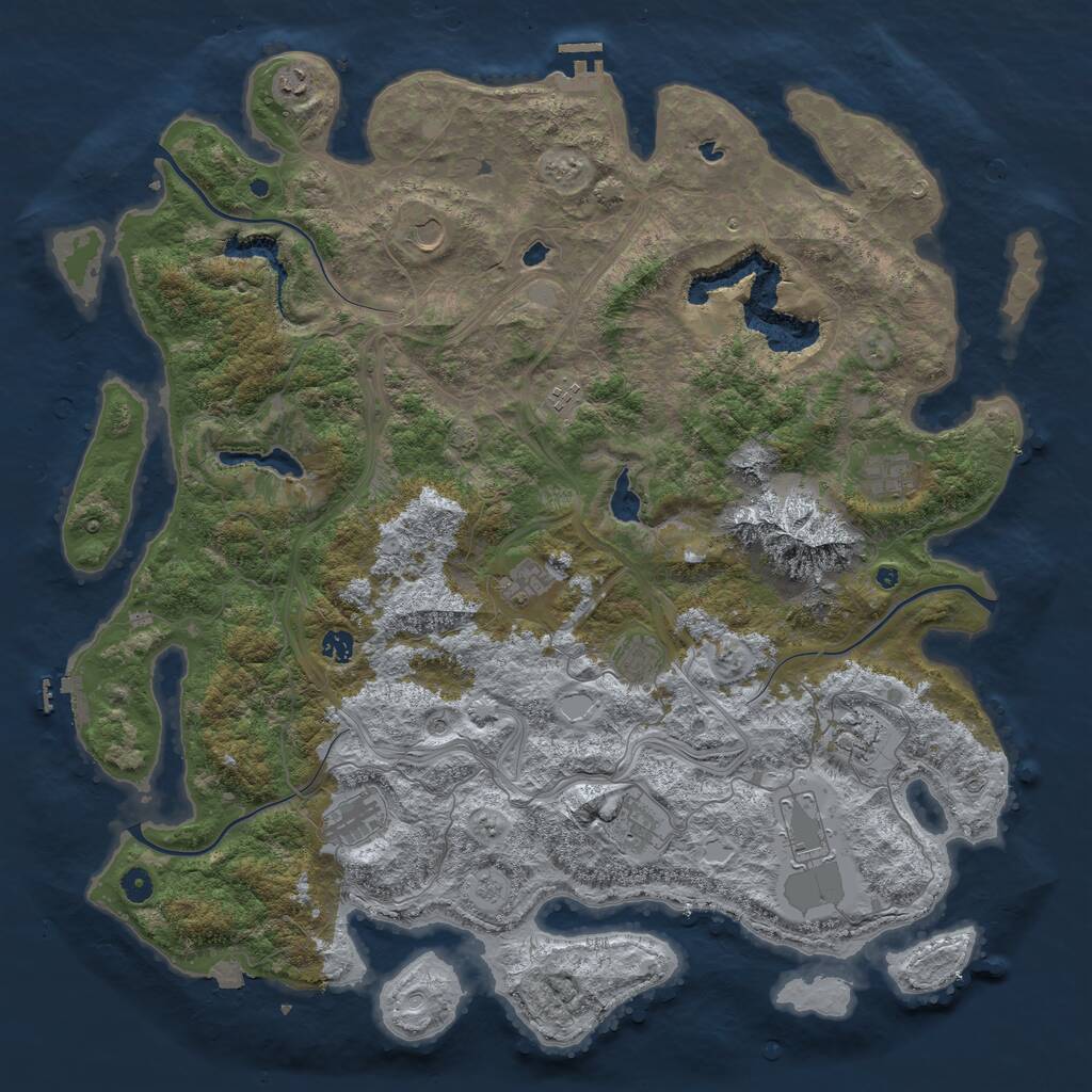 Rust Map: Procedural Map, Size: 5000, Seed: 711244212, 17 Monuments