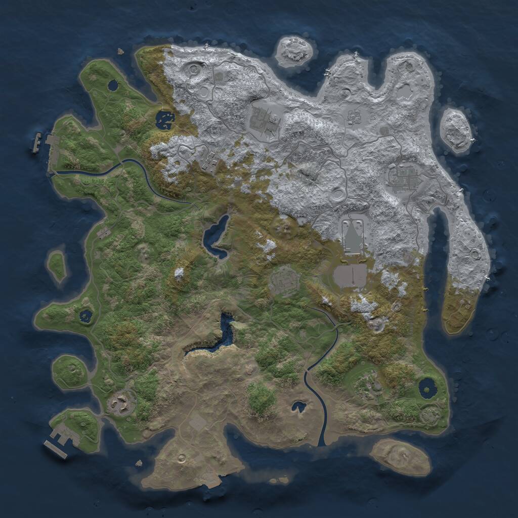 Rust Map: Procedural Map, Size: 4000, Seed: 1740722223, 14 Monuments