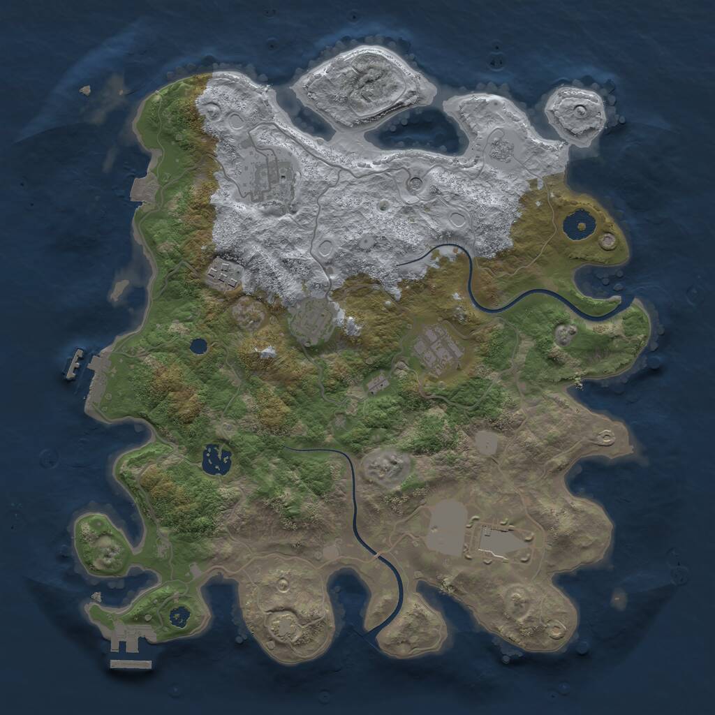 Rust Map: Procedural Map, Size: 3500, Seed: 251919778, 12 Monuments