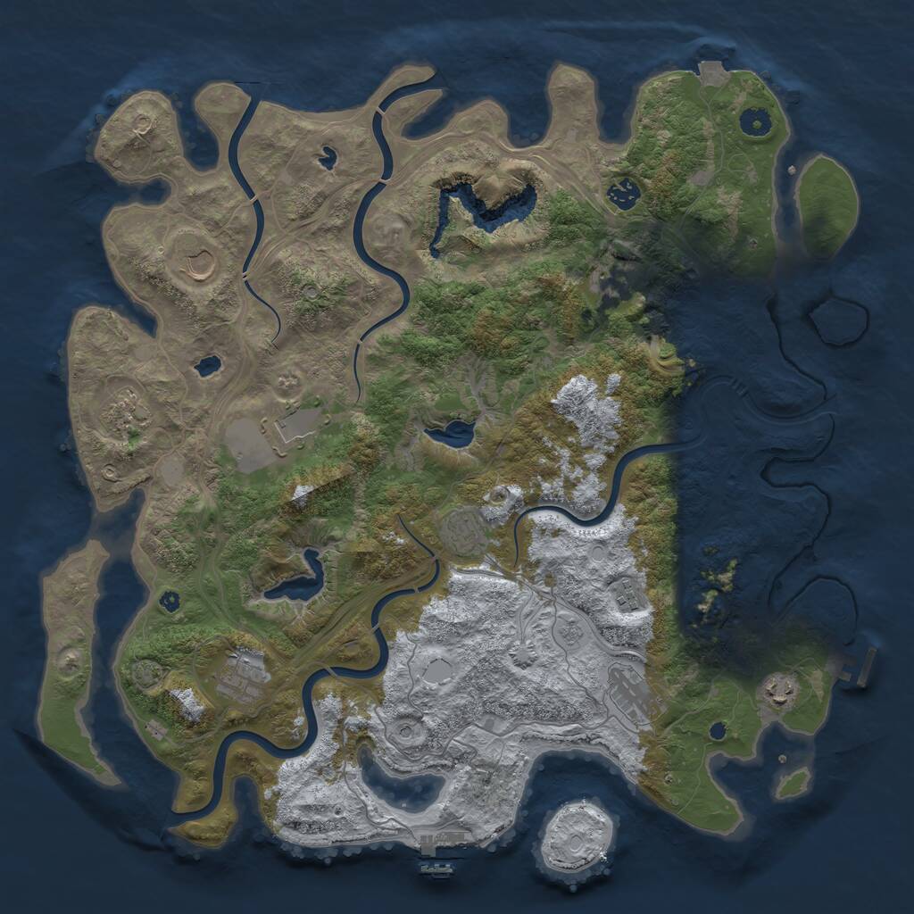 Rust Map: Procedural Map, Size: 4500, Seed: 1930383321, 16 Monuments