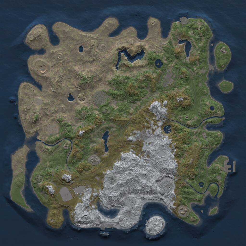 Rust Map: Procedural Map, Size: 4500, Seed: 1930383321, 15 Monuments