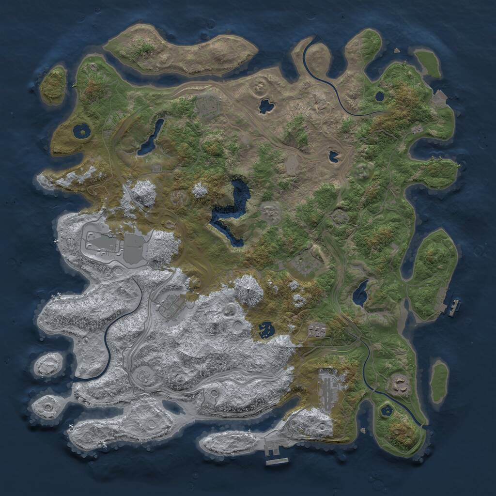 Rust Map: Procedural Map, Size: 4500, Seed: 338043571, 14 Monuments