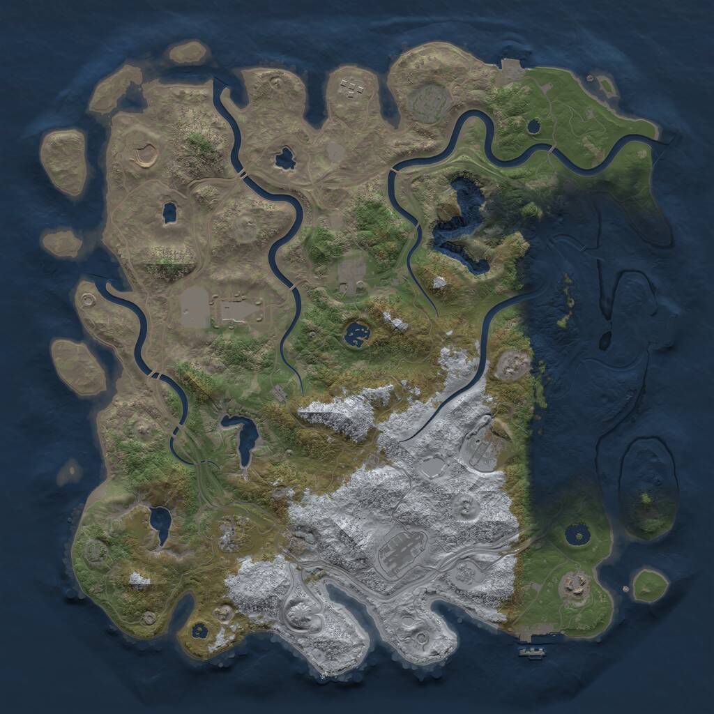 Rust Map: Procedural Map, Size: 4500, Seed: 1720317530, 16 Monuments