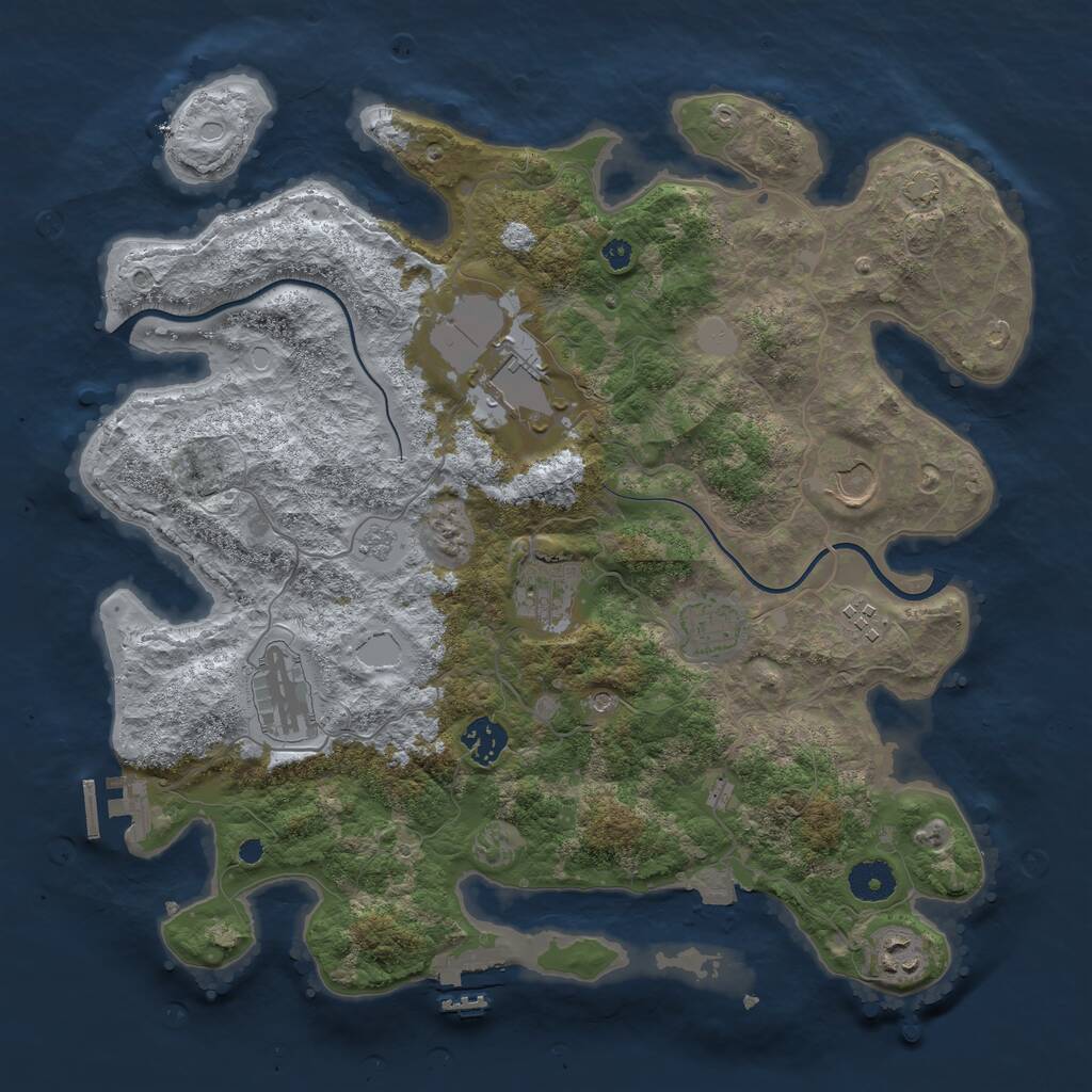 Rust Map: Procedural Map, Size: 3700, Seed: 1843556026, 14 Monuments