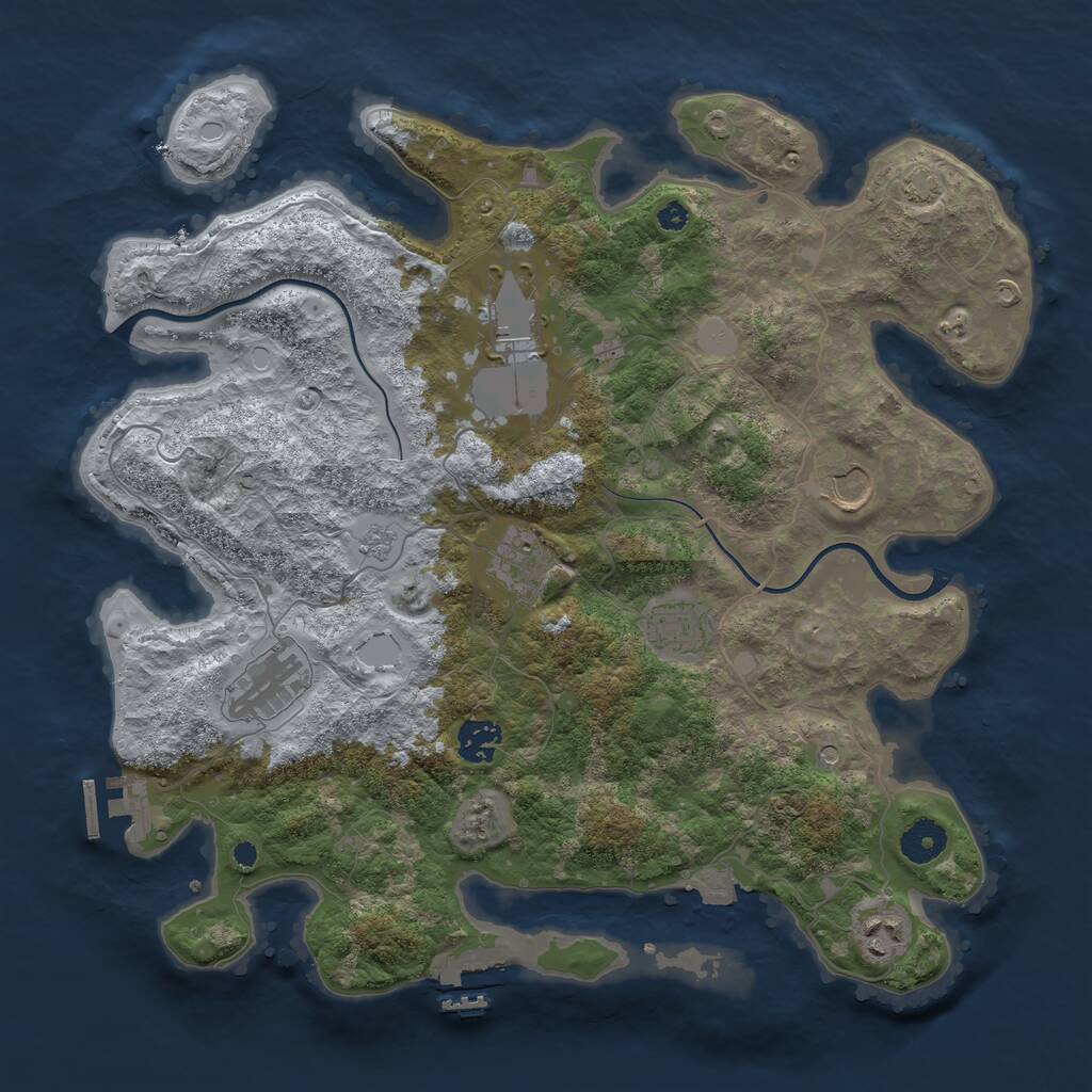 Rust Map: Procedural Map, Size: 3700, Seed: 1843556026, 13 Monuments