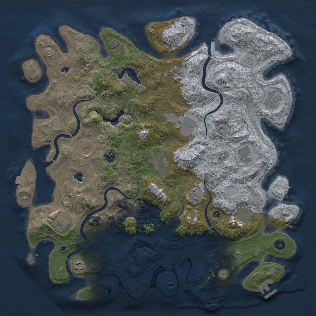 Rust Map: Procedural Map, Size: 4500, Seed: 1596982485, 17 Monuments