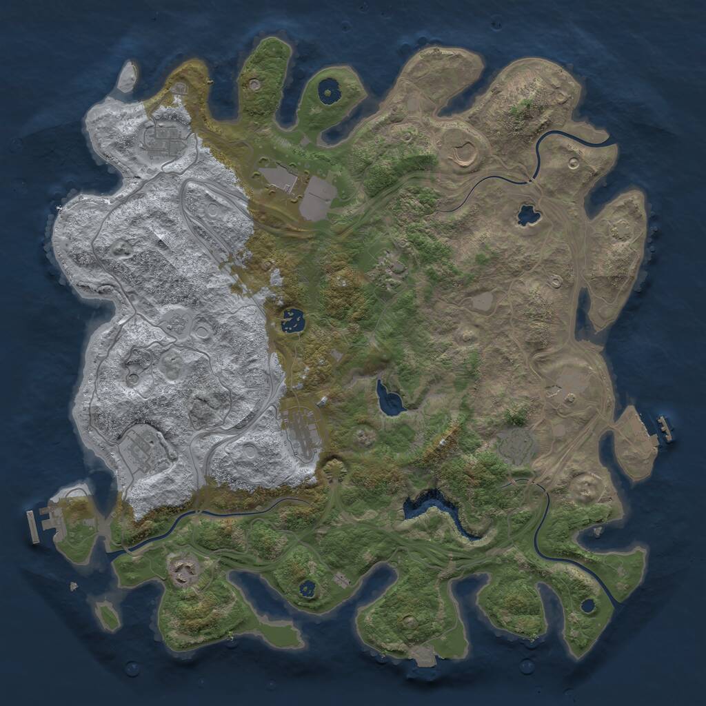 Rust Map: Procedural Map, Size: 4300, Seed: 1196756546, 16 Monuments