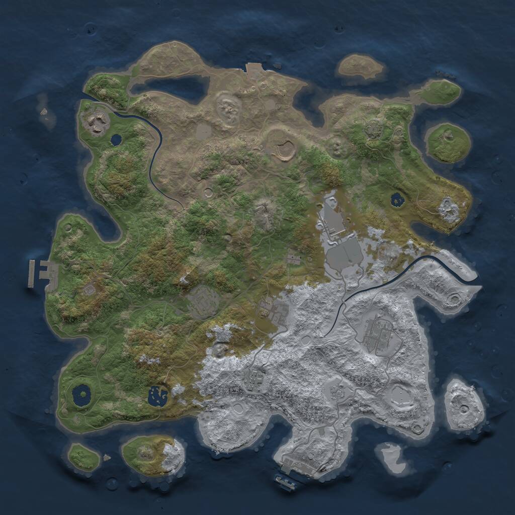 Rust Map: Procedural Map, Size: 3750, Seed: 1029784882, 14 Monuments