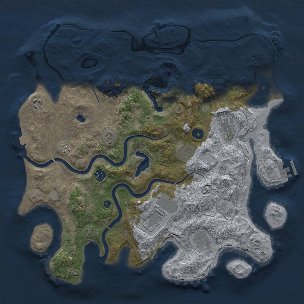 Rust Map: Procedural Map, Size: 4000, Seed: 381903141, 13 Monuments