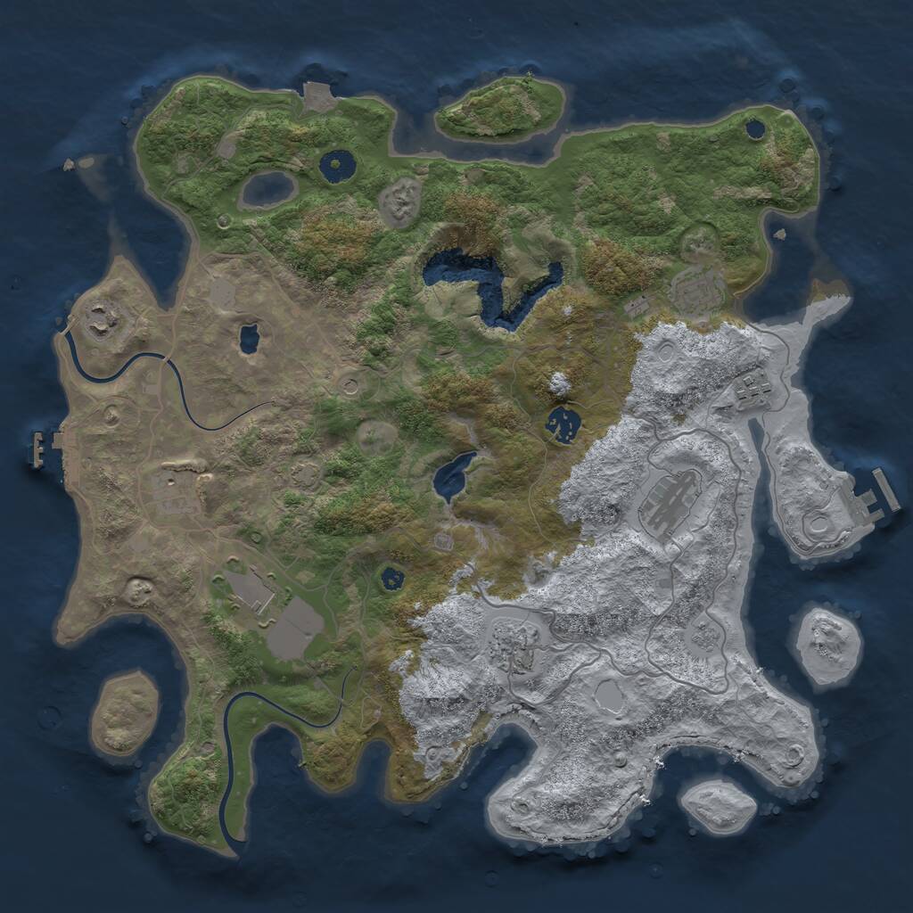 Rust Map: Procedural Map, Size: 4000, Seed: 381903141, 14 Monuments