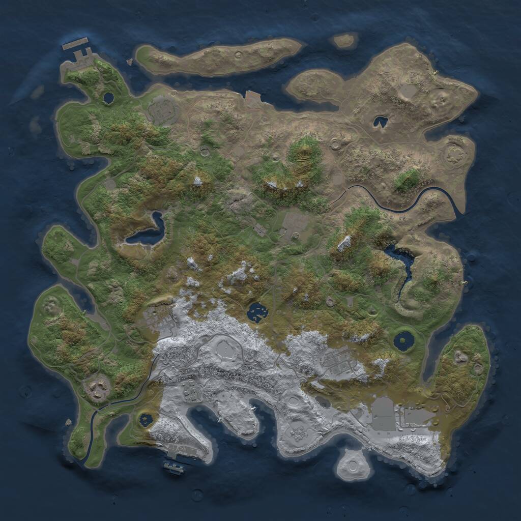 Rust Map: Procedural Map, Size: 4000, Seed: 1280562052, 14 Monuments