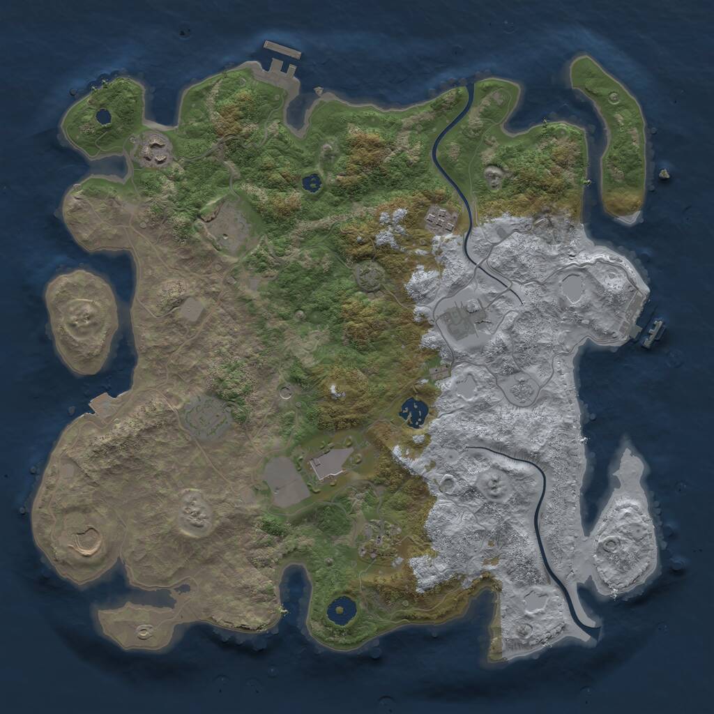 Rust Map: Procedural Map, Size: 3800, Seed: 281518428, 15 Monuments