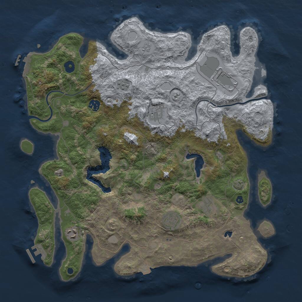 Rust Map: Procedural Map, Size: 4000, Seed: 403709829, 13 Monuments