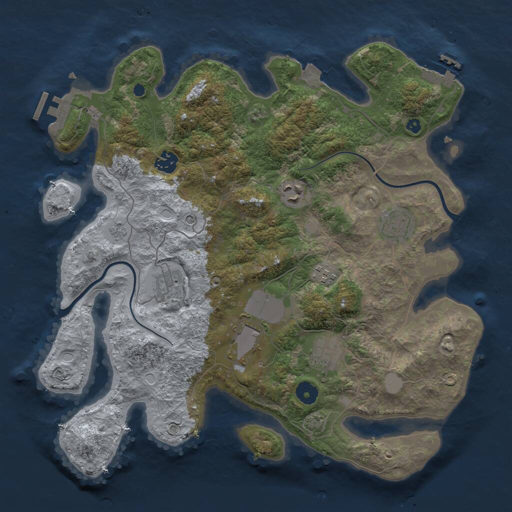 Rust Map: Procedural Map, Size: 3500, Seed: 2067804025, 13 Monuments