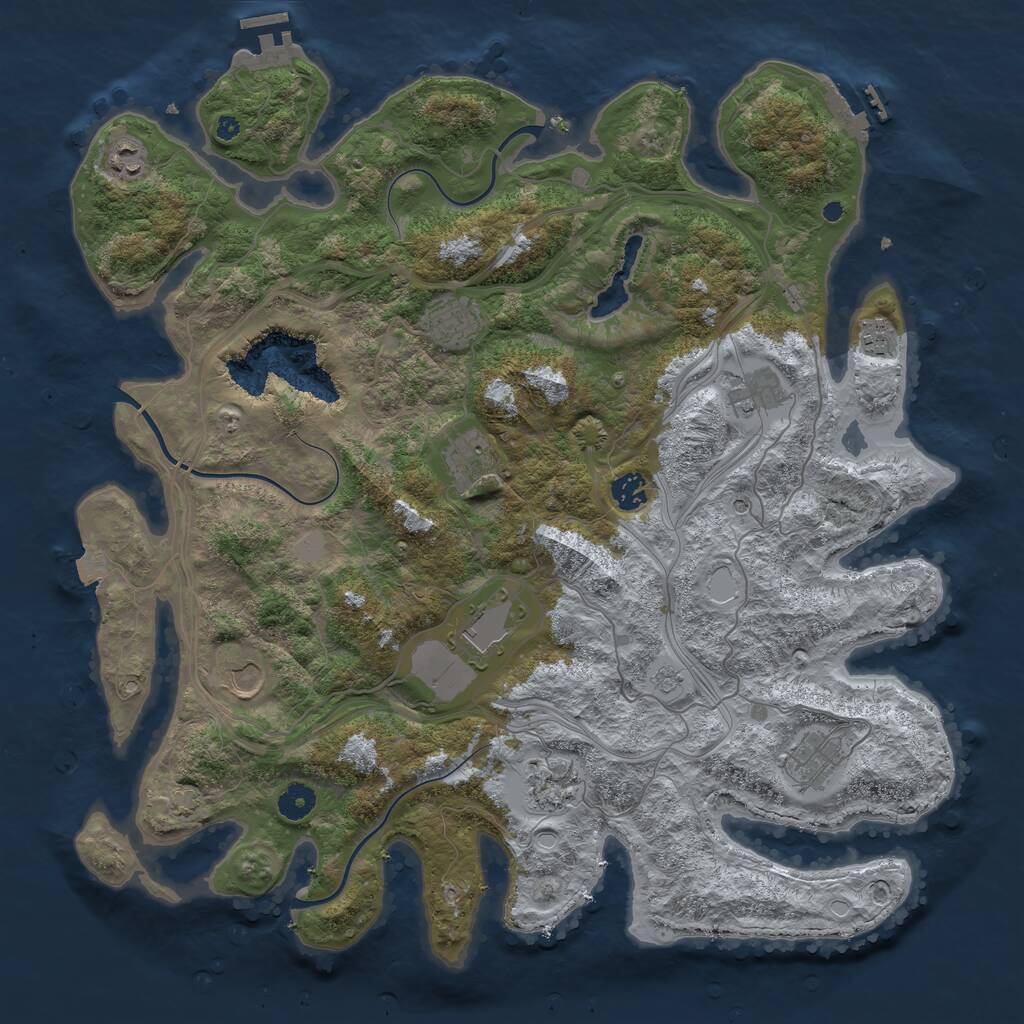 Rust Map: Procedural Map, Size: 4250, Seed: 443665875, 16 Monuments