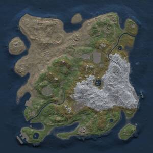 Thumbnail Rust Map: Procedural Map, Size: 3500, Seed: 1552042445, 14 Monuments