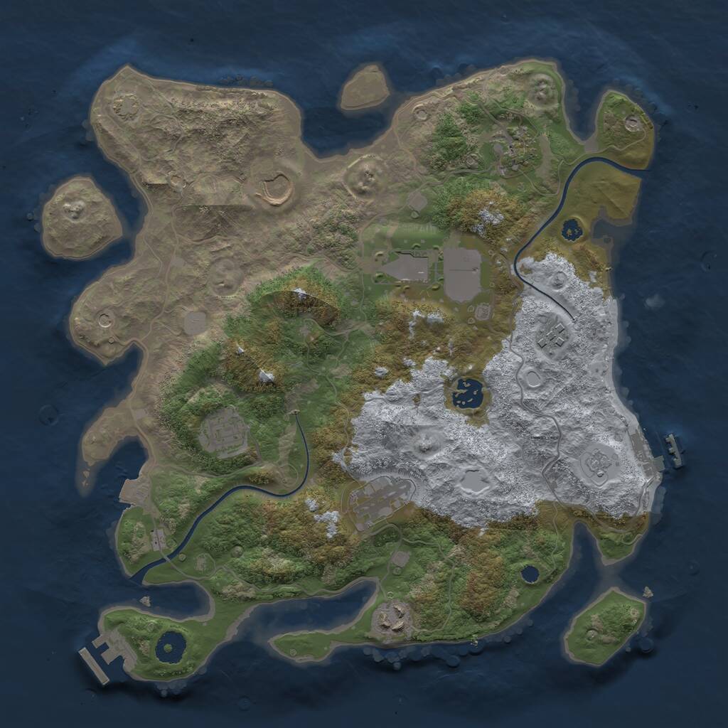 Rust Map: Procedural Map, Size: 3500, Seed: 1552042445, 14 Monuments