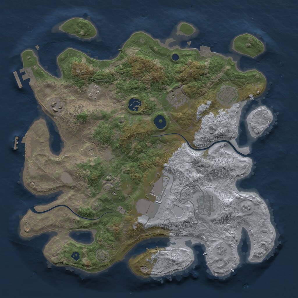 Rust Map: Procedural Map, Size: 3500, Seed: 650284498, 14 Monuments