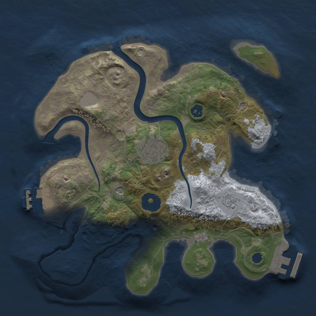 Rust Map: Procedural Map, Size: 2500, Seed: 1014290088, 8 Monuments