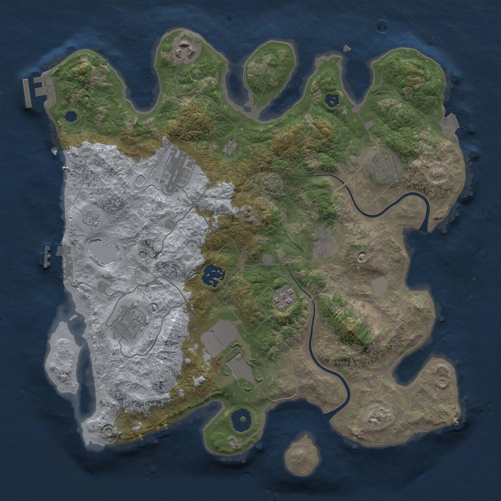 Rust Map: Procedural Map, Size: 3500, Seed: 29382, 14 Monuments