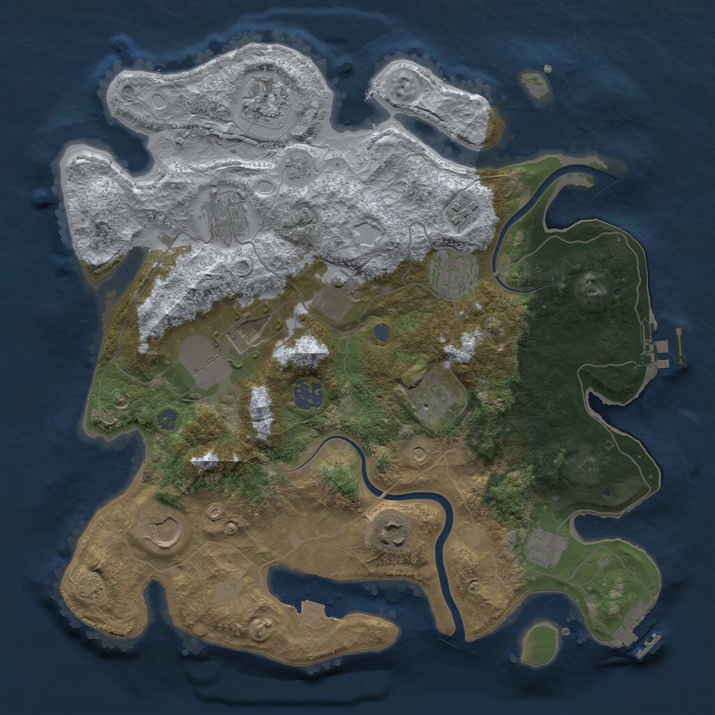 Rust Map: Procedural Map, Size: 3500, Seed: 1113822316, 16 Monuments