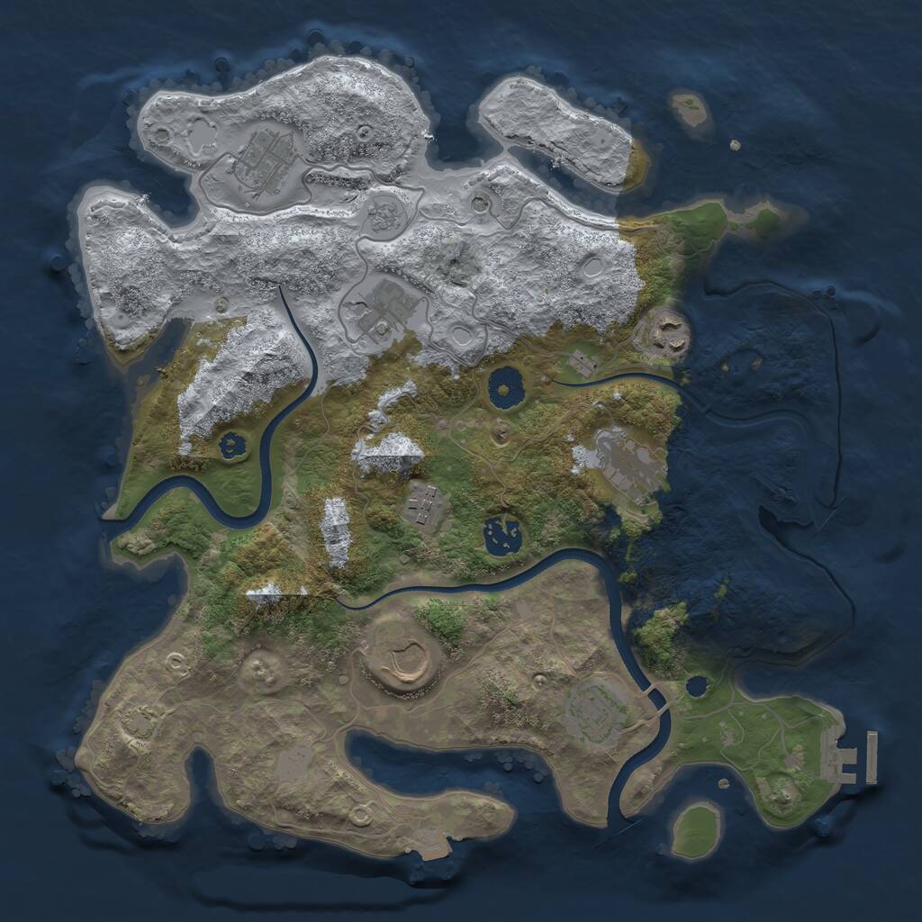 Rust Map: Procedural Map, Size: 3500, Seed: 1113822316, 13 Monuments