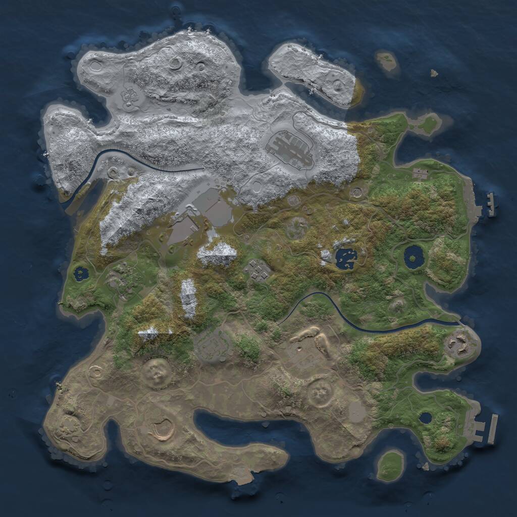 Rust Map: Procedural Map, Size: 3500, Seed: 1113822316, 15 Monuments