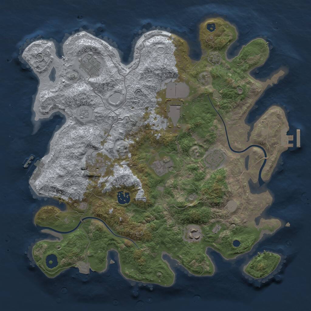 Rust Map: Procedural Map, Size: 3500, Seed: 598464, 13 Monuments