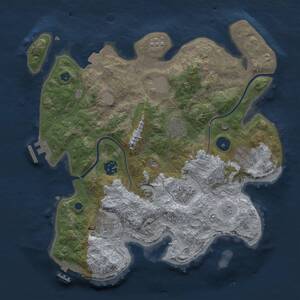 Thumbnail Rust Map: Procedural Map, Size: 3300, Seed: 1345833064, 13 Monuments