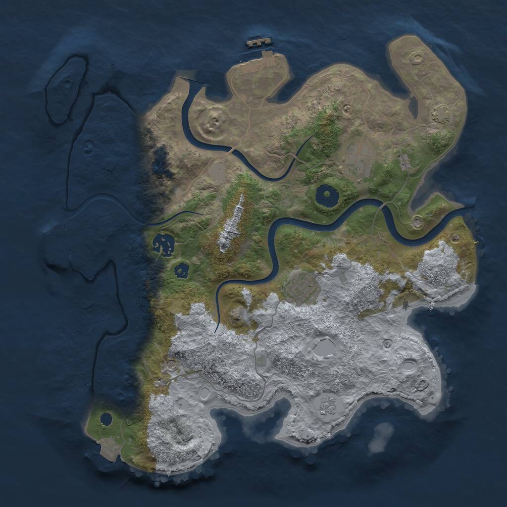 Rust Map: Procedural Map, Size: 3300, Seed: 1345833064, 11 Monuments